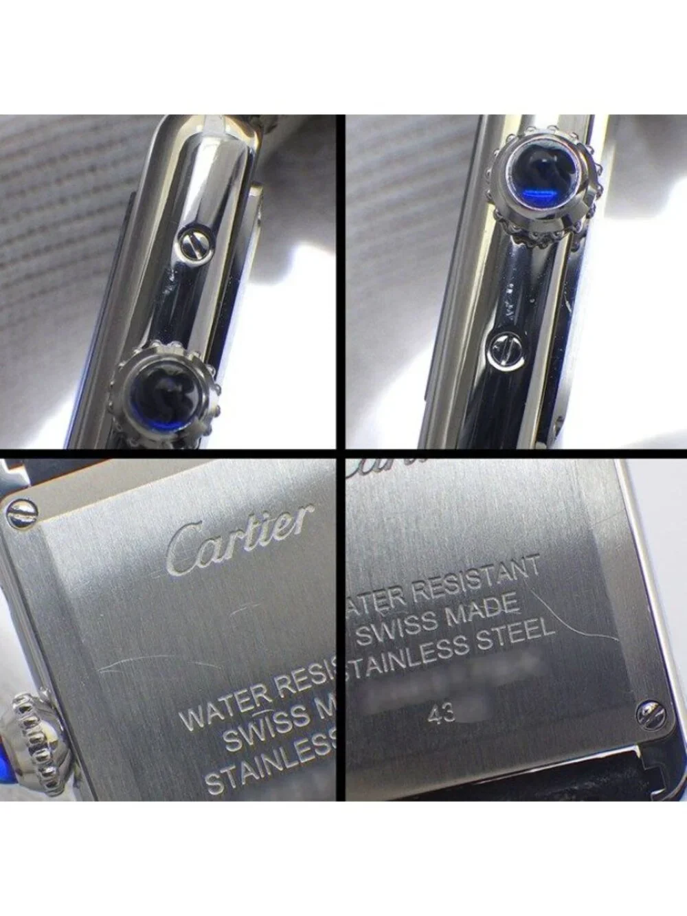 Cartier Watch Tank Must SM Rectangular Silver Dial Roman Index Leather SS